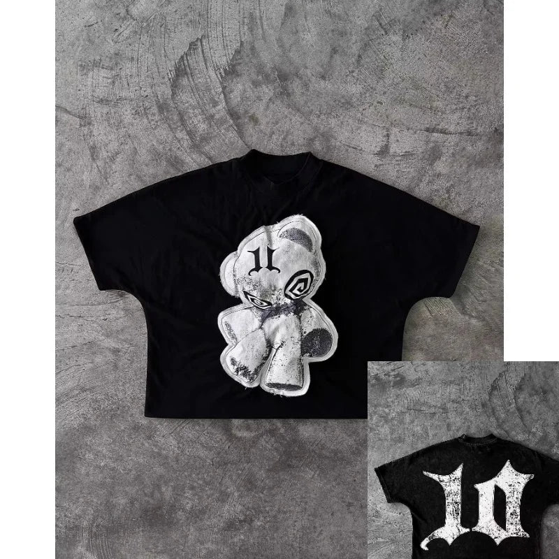 Y2K Clothing Men Women New Streetwear Clothing Harajuku Hip Hop Letter Character Graph Print T Shirt Gothic Cotton Short Sleeve