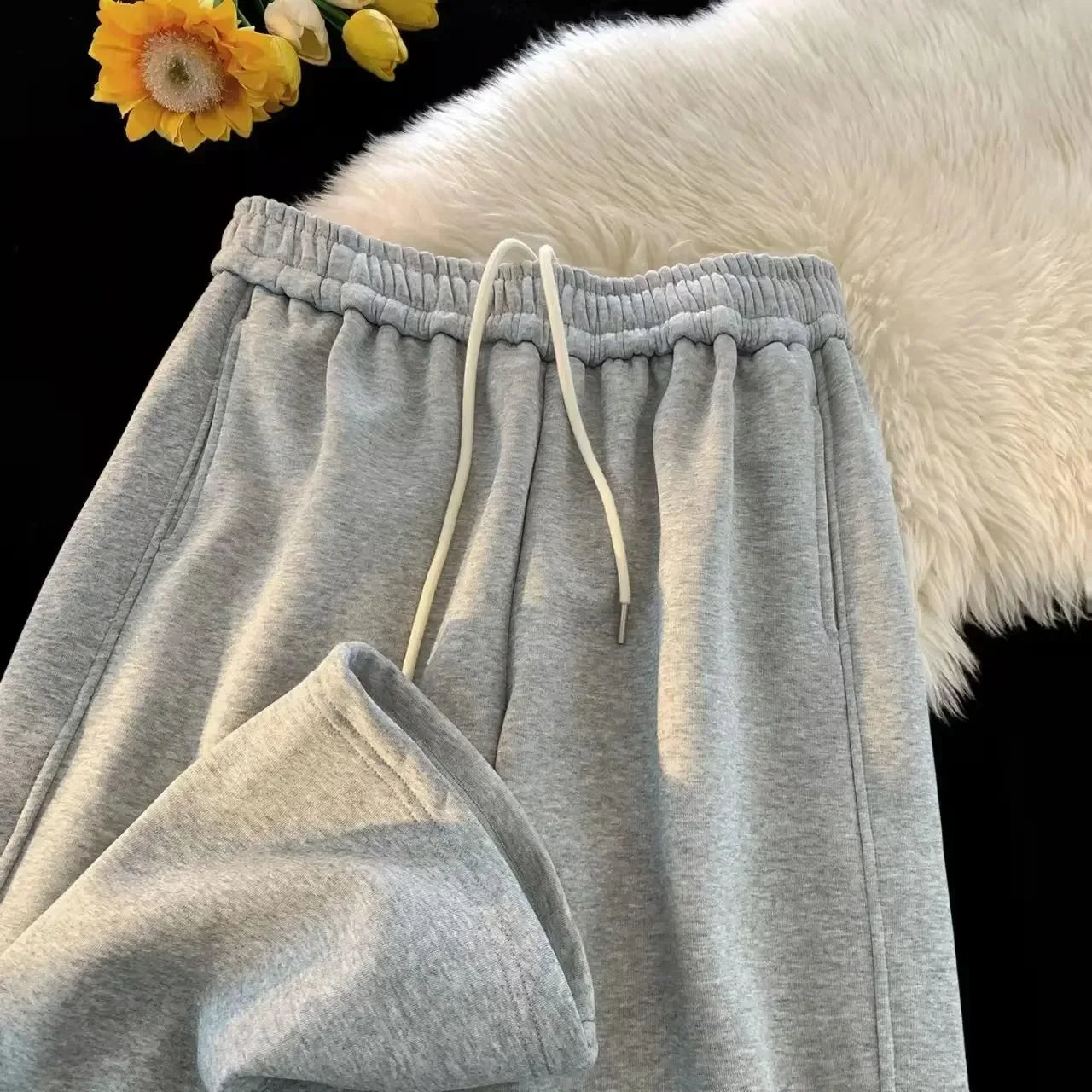 New Y2k personalized side stripe print drawstring straight pants man clothing sweatpants street trend loose couple casual pants