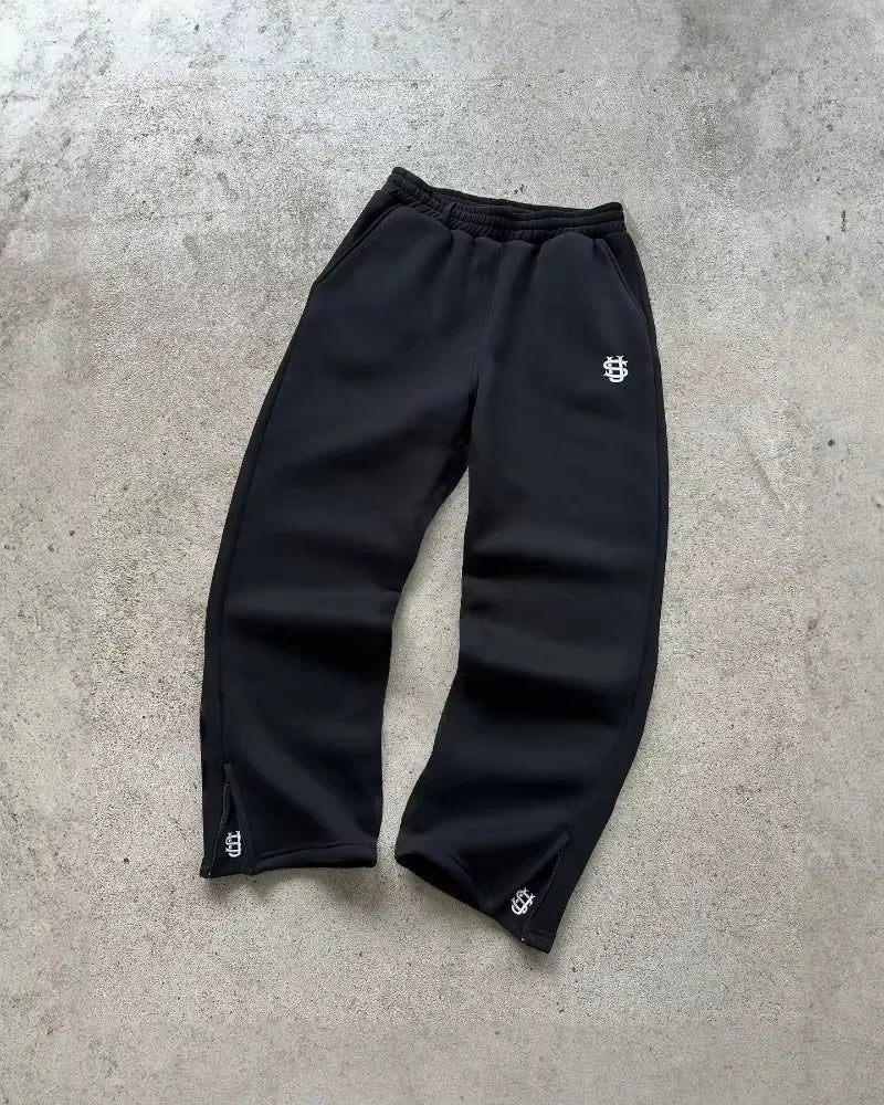 New Y2k personalized side stripe print drawstring straight pants man clothing sweatpants street trend loose couple casual pants